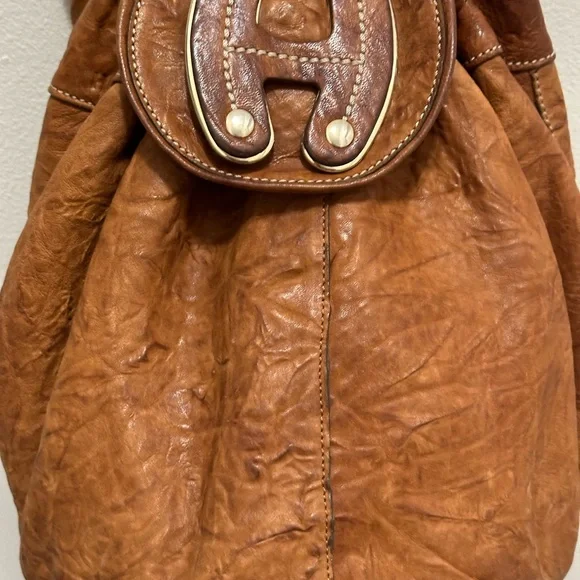 HOGAN Dist. COGNAC Imp. Crinkled LTR Handbag-Pre Owned Vintage**** - Picture 5 of 16